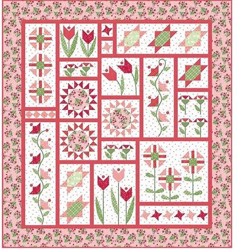 Petal Patch Sew Along Quilt Kit, Spring Floral And Plaid: Front Porch Fabric Collection image 0